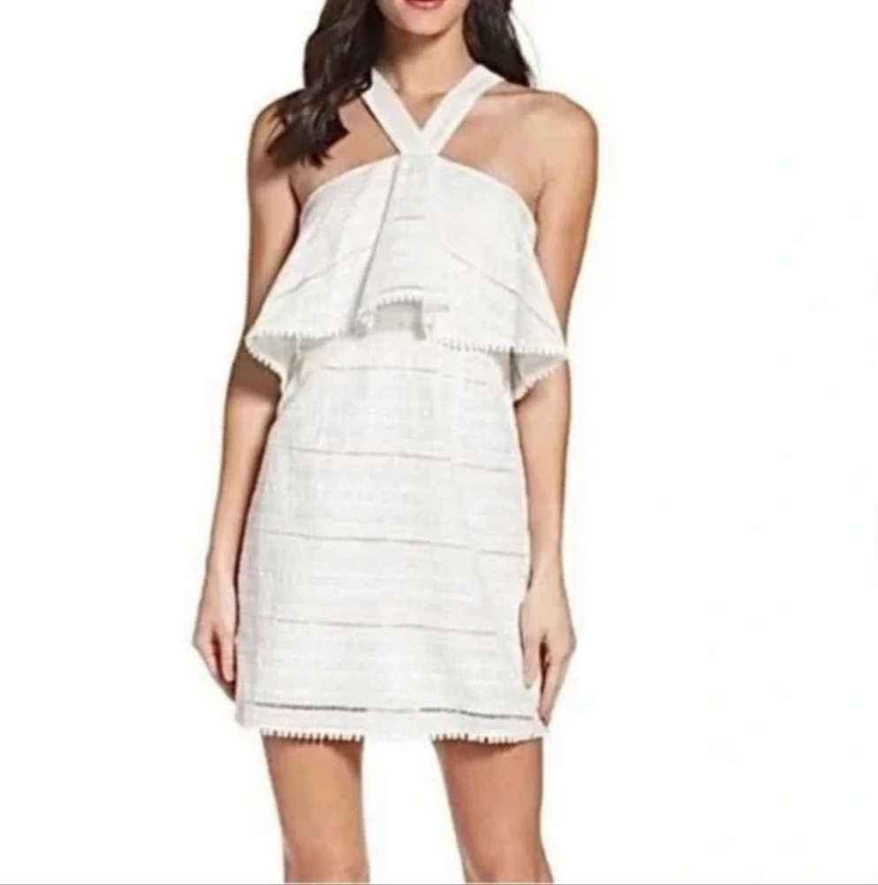 REVOLVE FOXIEDOX NWT Eyelet Ruffle Halter 100% Cotton Mini Dress